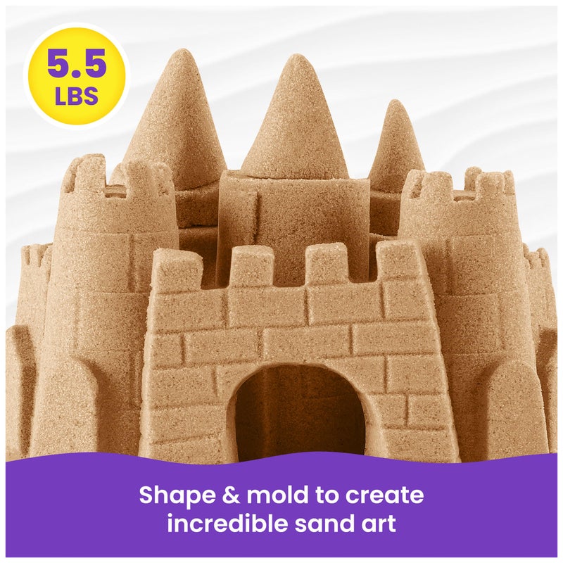 Kinetic Sand رمل كينيتك، 5.5 رطل (2.5 كجم) رمل بني طبيعي بكميات كبيرة للعب والفنون والحرف، صندوق الرمل، ألعاب حسية قابلة للتشكيل للأطفال من عمر 3 سنوات فما فوق - Image 3