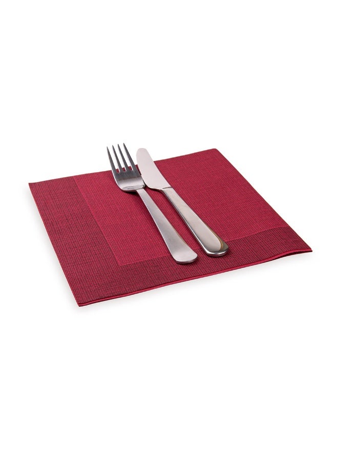 Restaurantware Luxenap 15.75 Inch Disposable Napkins, 600 Soft Linen Like Napkins - Absorbent, Air Laid, Bordeaux With Black Threads Paper Cloth Like Napkins, Pre-folded, For Dinner Party Guests  - Image 2