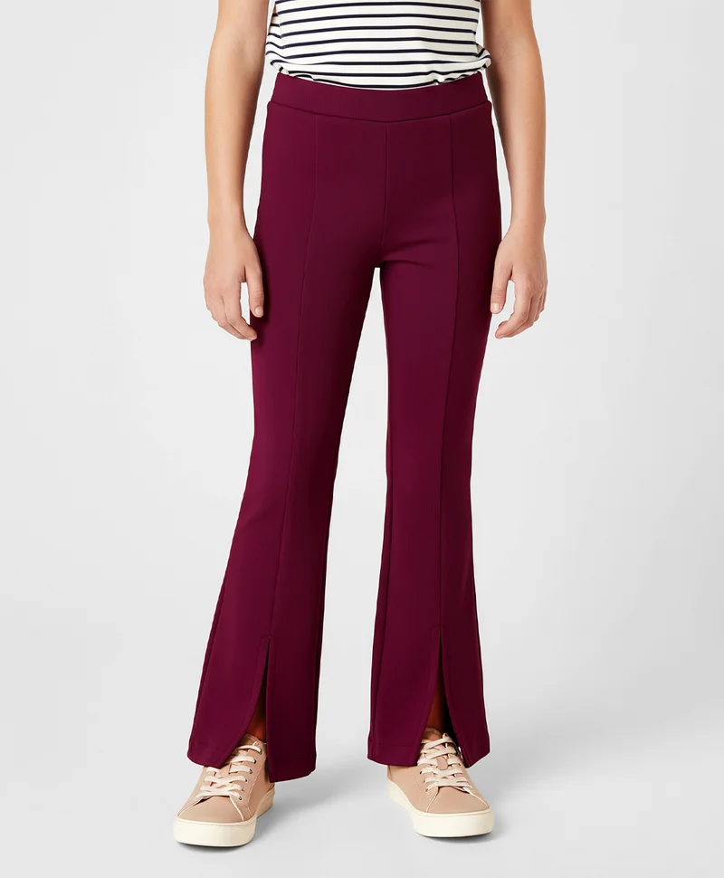 Pine Kids Pine Kids Cotton Lycra Knit Full Length Solid Leggings - Wine