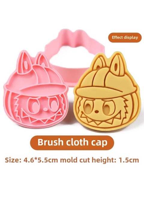 Cartoon Biscuit Mould Labubu Peripheral Cookie Butter Biscuit Cutting Mould Creative Three-dimensional Baking Tools Factory-Color:Brush Cloth Cap