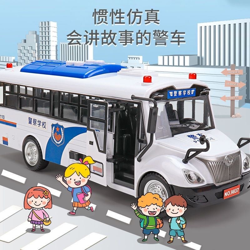 Large Inertia Police Car Bus Charge Car Toy Model Can Open The Door Children Early Education Toy Car Boy 1-3 Years Old - Image 2