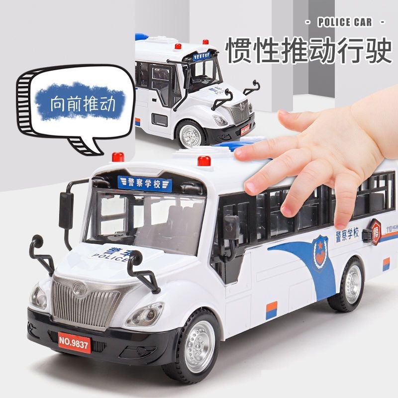 Large Inertia Police Car Bus Charge Car Toy Model Can Open The Door Children Early Education Toy Car Boy 1-3 Years Old - Image 3