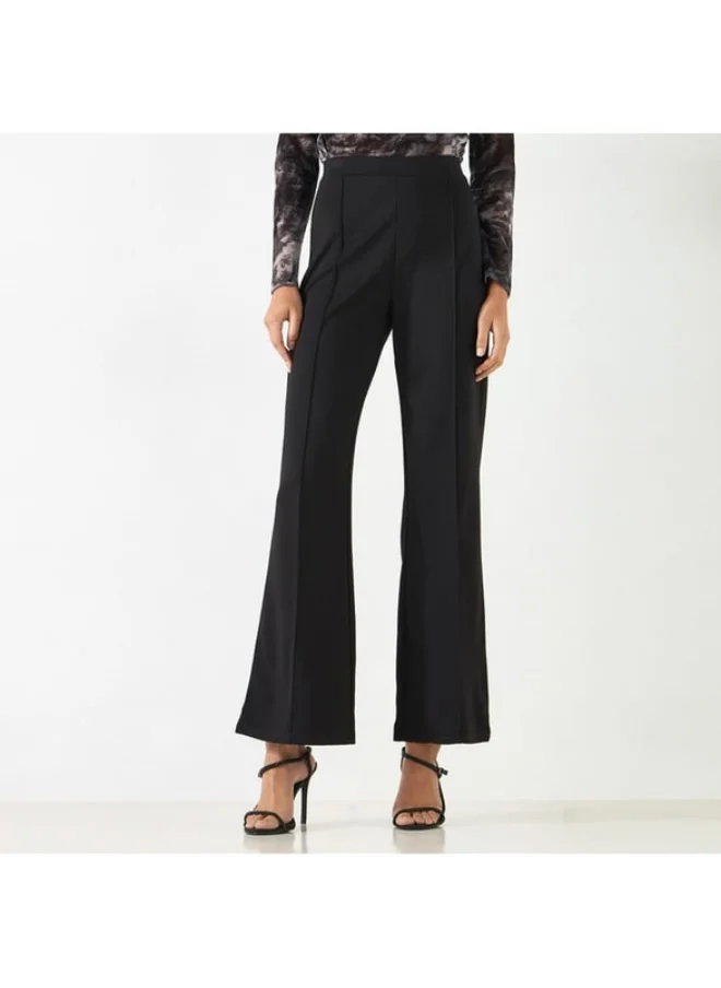 2Xtremz 2Xtremz Solid Flared Leggings with Pintuck Detail and Elasticated Waistband