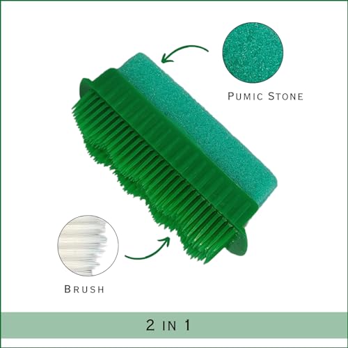 TRITON Professional 2 in 1 Feet Dead Skin Remover Pumice Stone with Brush Scrubber Foot Brush for Soft heels Pedicure Stone for Men and Women Green - Image 3