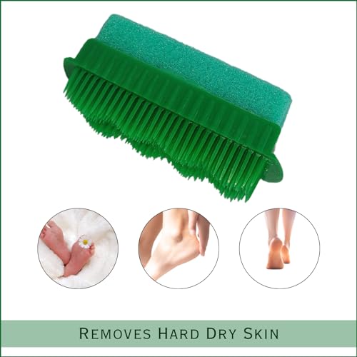TRITON Professional 2 in 1 Feet Dead Skin Remover Pumice Stone with Brush Scrubber Foot Brush for Soft heels Pedicure Stone for Men and Women Green - Image 4