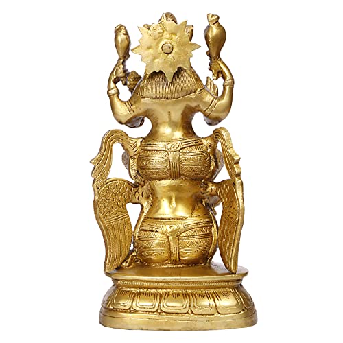 ARTVARKO Brass Lakshmi Vishnu Riding On Garuda Luxmi Narayan Sculpture Decorative Idols Statue for Home Décor Mandir Pooja Temple Gift 8 Inch. - Image 5