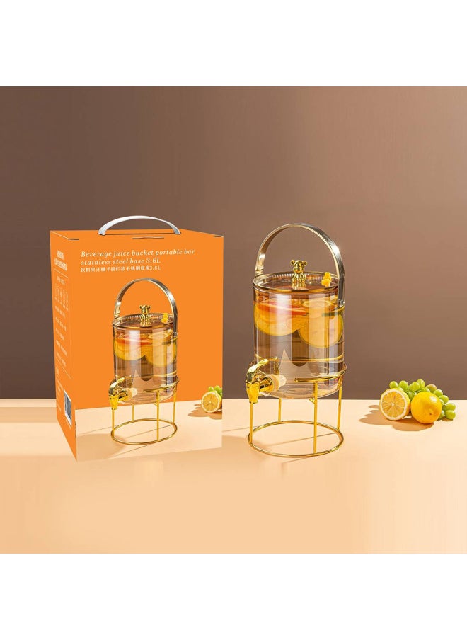 Generic - New Rotary Wine Barrel Beverage Barrel Household Glass Juice Barrel Sealed Barrel With Tap Opening Gift-Color:Amber Vertical Pattern Handle 5.5l 8 Sets/box - Image 1