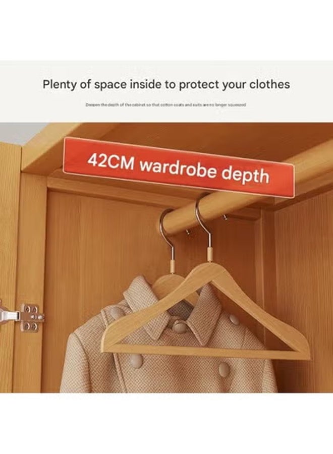 keke Rattan Panel Wooden Wardrobe 3 Door Freestanding Closet Organizer with Hanging Rod & Shelves Size 160ccm 90cm 42cm - Image 4