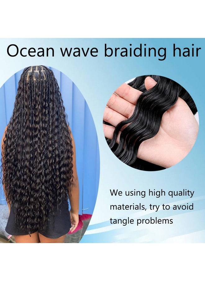 JQM - Curly Braiding Hair 30 Inch Ocean Wave Crochet Hair for Black Women Long Deep Wave Wet and Wavy Braiding Hair For Boho Braids (#1B, (Pack of 2)) - Image 1