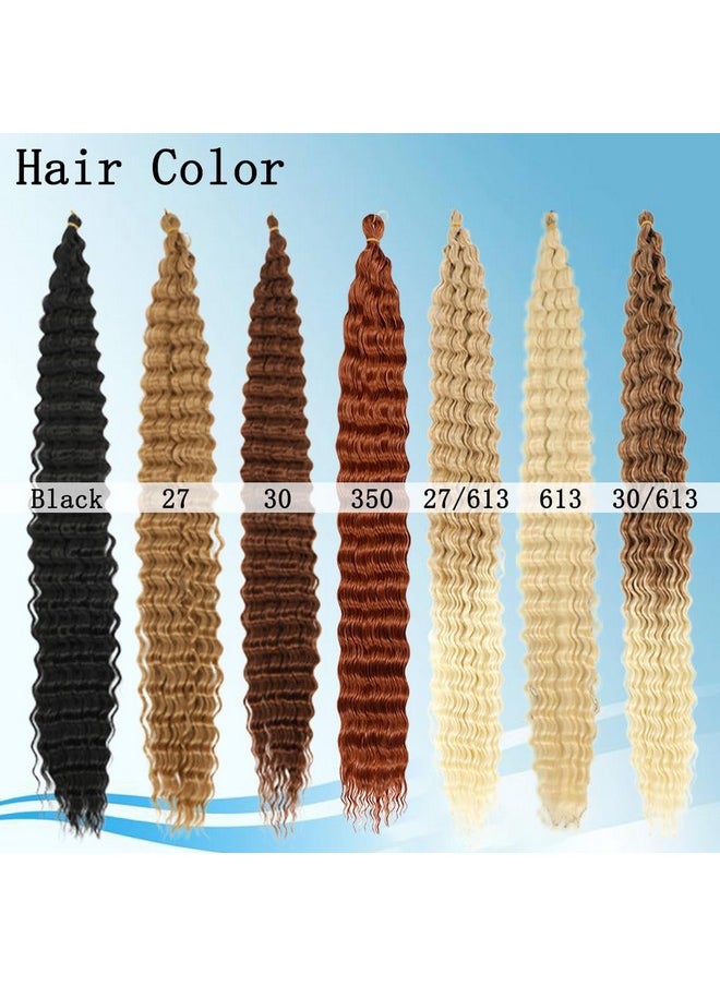 JQM - Curly Braiding Hair 30 Inch Ocean Wave Crochet Hair for Black Women Long Deep Wave Wet and Wavy Braiding Hair For Boho Braids (#1B, (Pack of 2)) - Image 1