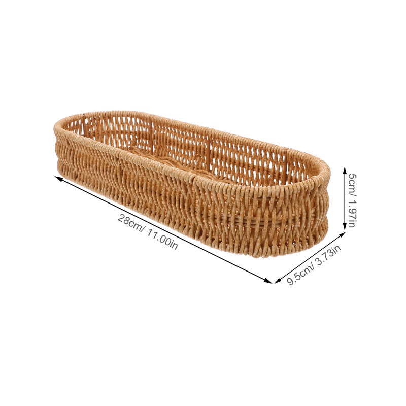 Rectangular Imitation Rattan Flatware Holder for Counter with Spacious Utensil and Spice Storage - Image 2