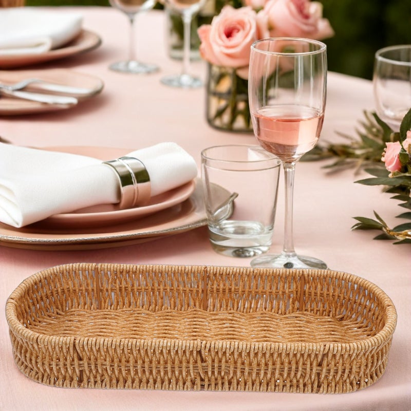 Rectangular Imitation Rattan Flatware Holder for Counter with Spacious Utensil and Spice Storage - Image 3