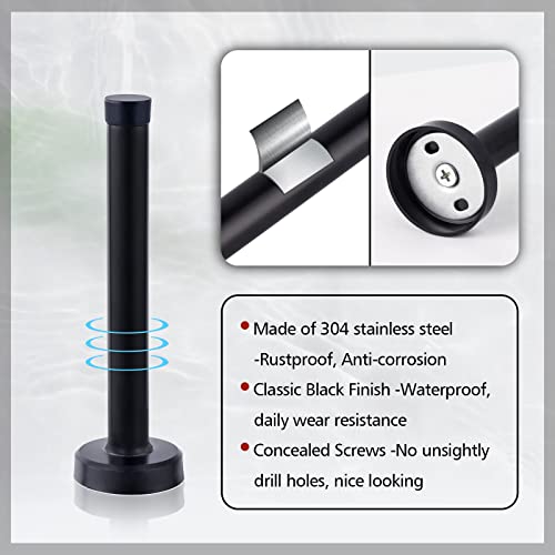 HUTLON Door Stops, 6 Inch Long Door Stopper, Wall Mount, Heavy Duty Solid Black Doorstop Brushed Stainless Steel with Soft Rubber Bumper Tips - Image 4