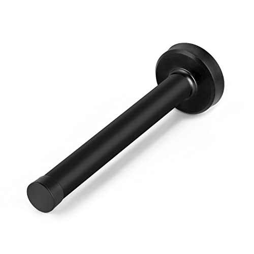 HUTLON Door Stops, 6 Inch Long Door Stopper, Wall Mount, Heavy Duty Solid Black Doorstop Brushed Stainless Steel with Soft Rubber Bumper Tips - Image 1
