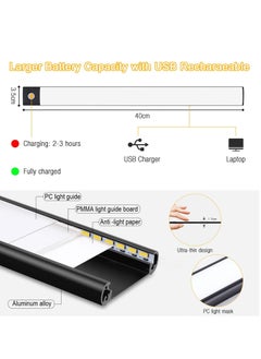Necomi 40cm Rechargeable Magnetic LED Under Cabinet Light for Kitchen, LED Wireless Wardrobe Light 3 Colors and Stepless Dimming-Black  - Image 4
