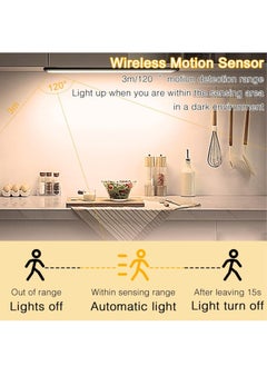 Necomi 40cm Rechargeable Magnetic LED Under Cabinet Light for Kitchen, LED Wireless Wardrobe Light 3 Colors and Stepless Dimming-Black  - Image 2