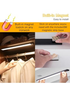 Necomi 40cm Rechargeable Magnetic LED Under Cabinet Light for Kitchen, LED Wireless Wardrobe Light 3 Colors and Stepless Dimming-Black  - Image 5