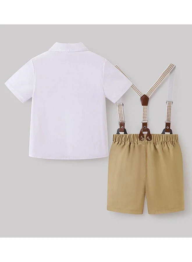 Mark & Mia Mark & Mia Cotton Short Sleeves Party Suit - White/Brown