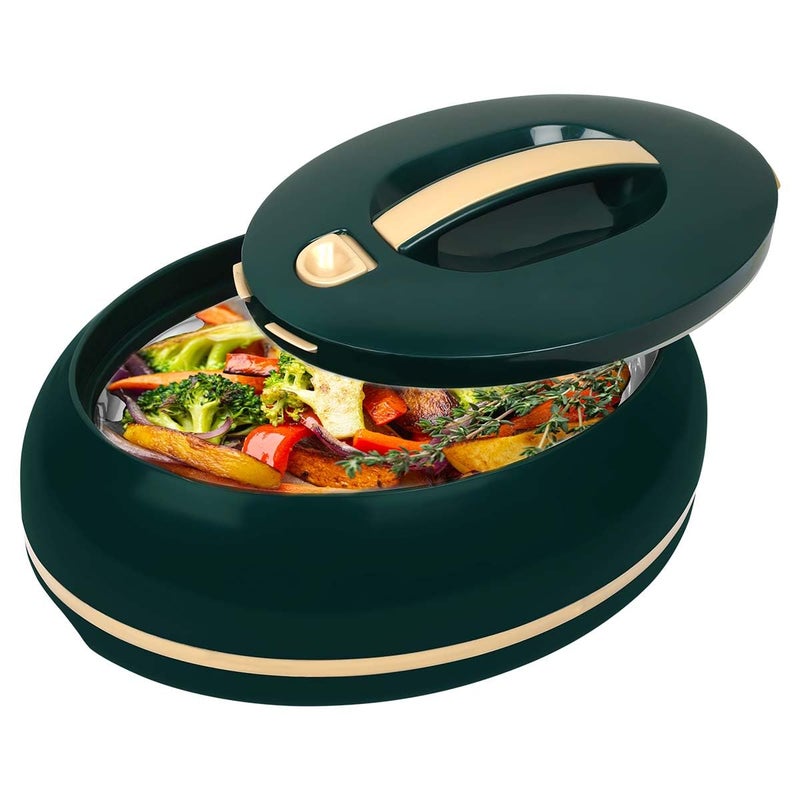 Elegant Large Oval Insulated Casserole Carrier Dish One Hand Open Lid 315 qt Luxury Hot Pot Food WarmerCooler Thermal Serving Bowl For BuffetPartiesStainless Steel Hot Food Container Dark