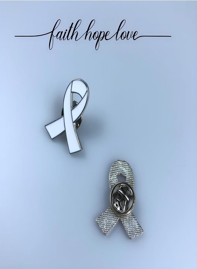 Alodidae 120 Pcs White Ribbon Pins Lung Cancer Awareness Products Bone Cancer Awareness Pin - Image 3