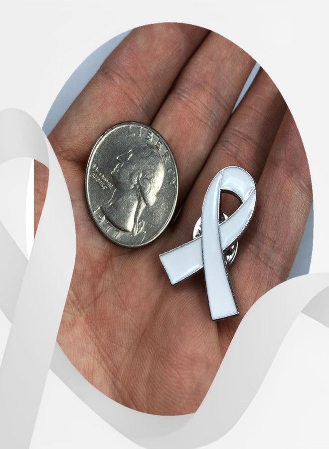 Alodidae 120 Pcs White Ribbon Pins Lung Cancer Awareness Products Bone Cancer Awareness Pin - Image 4
