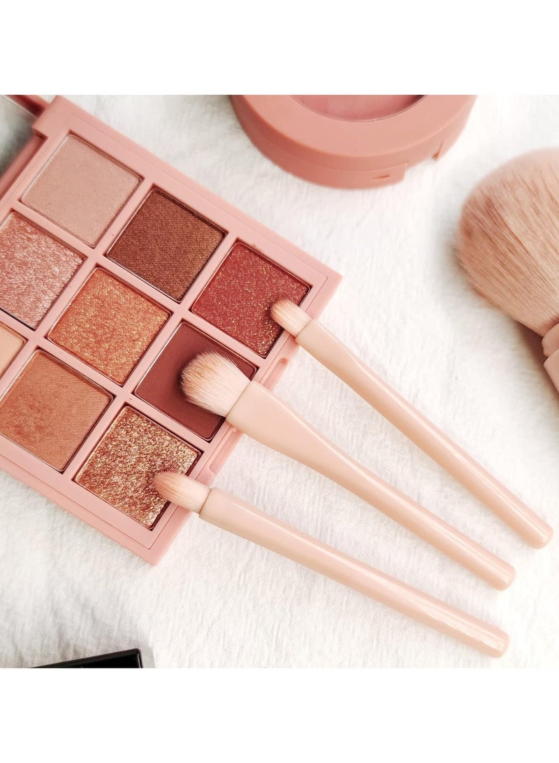 طقم فرش مكياج للسفر 4 في 1 – فرشاة أساس وبودرة وظلال عيون وشفاه صغيرة قابلة للسحب مع علبة حمل - Image 5