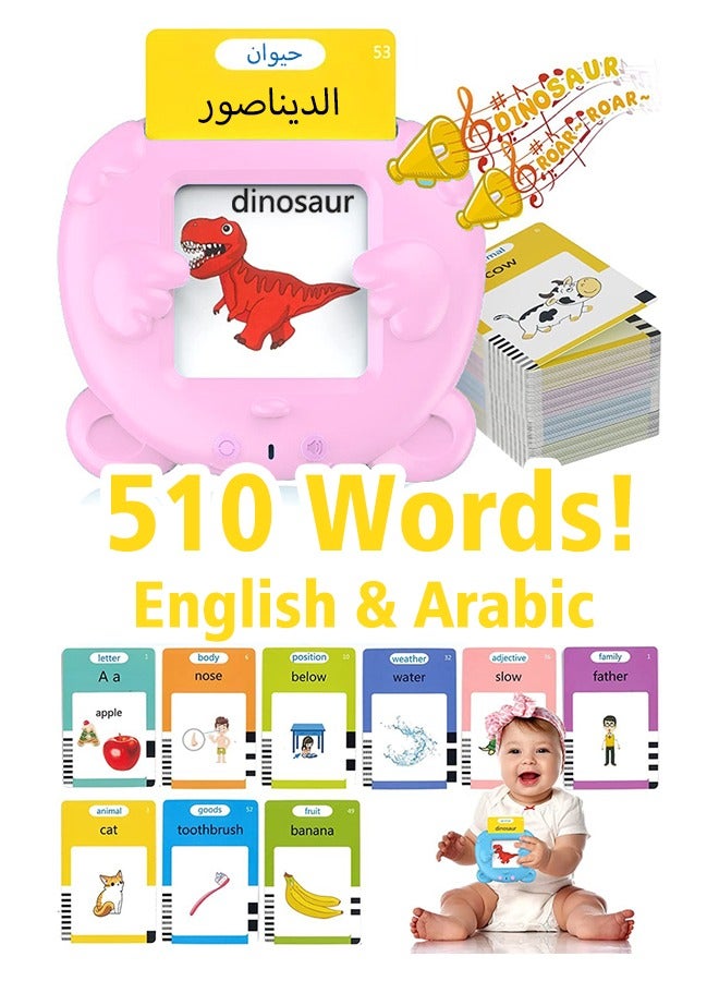 Talking Flash Cards,510 Words Audible Flash Cards Toy with Sound Effects for 2 3 4 5 Years Old Kids, Educational Learning Resource Electronic Interactive Toys Birthday Gift for 2-5 Year Old Kids - Image 1