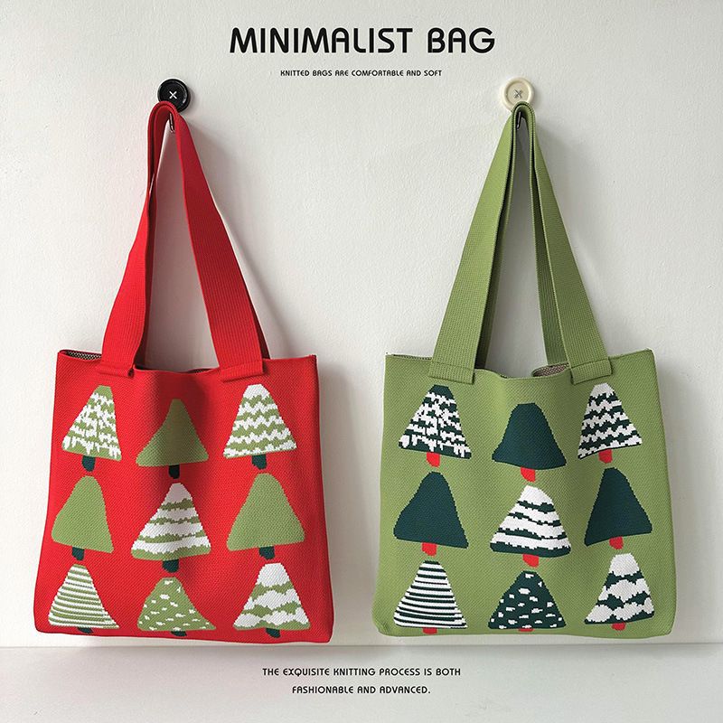 Christmas Crossbody Bag Knitted Large Capacity Shoulder Bag for Women - Image 1