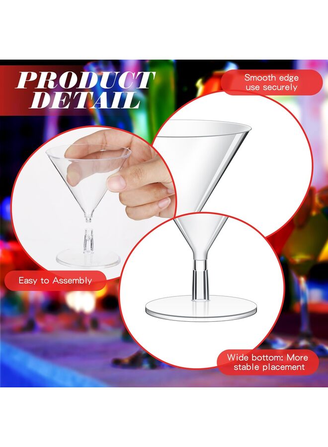 50 Pack Plastic Martini Glasses 5 oz Disposable Cocktail Glasses Mini Martini Plastic Cups Dessert PVC Shot Glasses Unbreakable for Weddings Party Wine Food (Clear) - Image 3