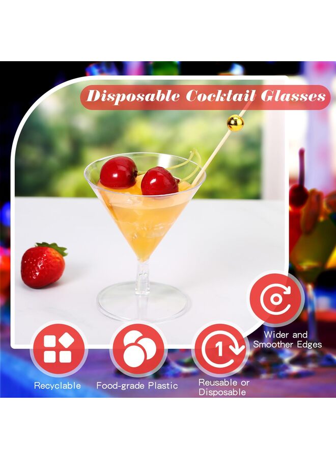 50 Pack Plastic Martini Glasses 5 oz Disposable Cocktail Glasses Mini Martini Plastic Cups Dessert PVC Shot Glasses Unbreakable for Weddings Party Wine Food (Clear) - Image 2
