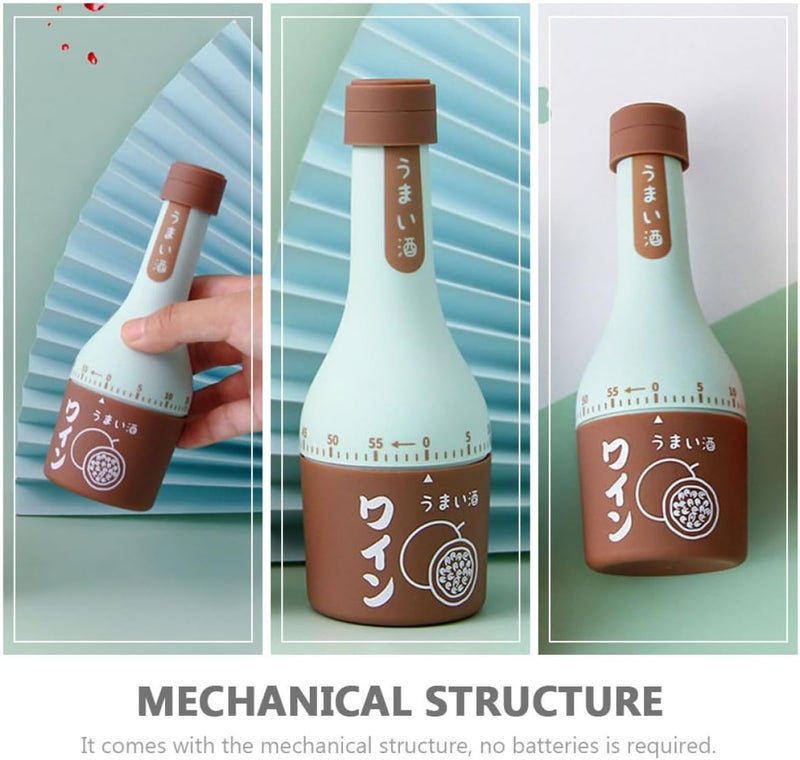 Mechanical Kitchen Timer, Baking and Cooking Time Reminder, Portable Brown Plastic Mechanical Timing Device for Home Learning and Kitchen Use - Image 2
