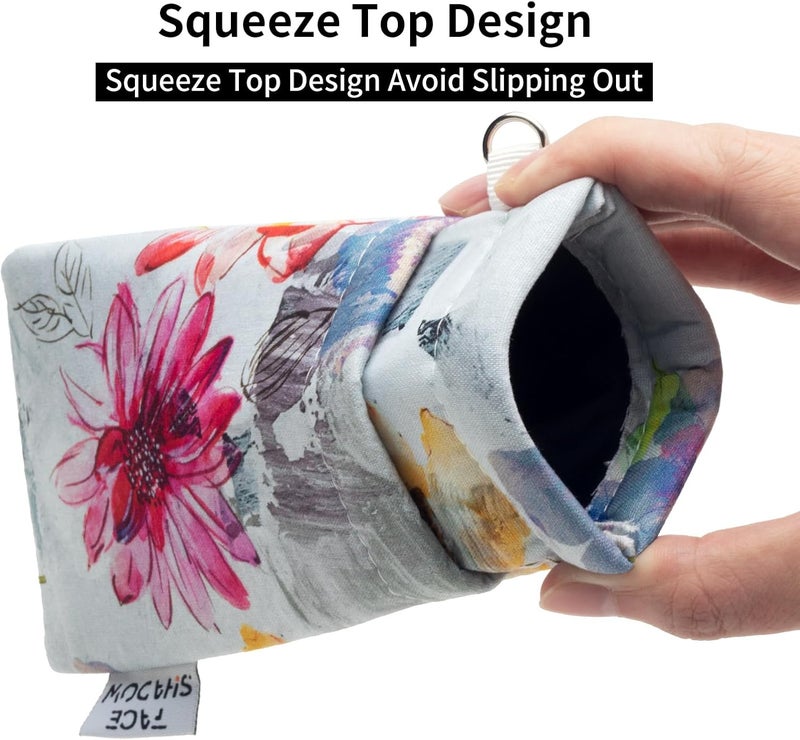 Face Shadow Double Glasses Case Soft Eyeglass Case For Women Men Squeeze Top Sunglasses Case With Cleaning Cloth - Image 4