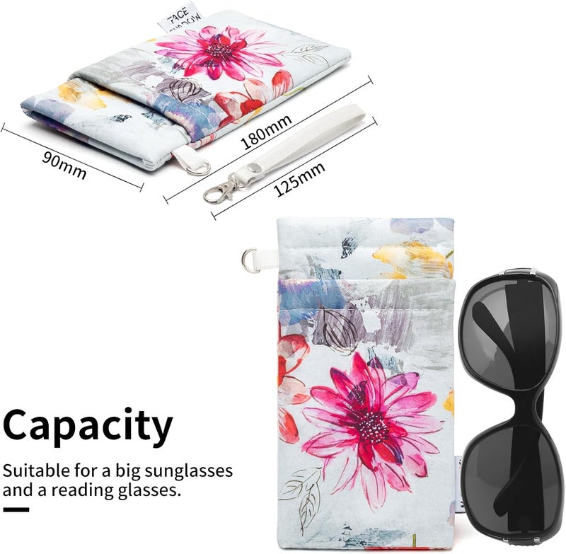 Face Shadow Double Glasses Case Soft Eyeglass Case For Women Men Squeeze Top Sunglasses Case With Cleaning Cloth - Image 2