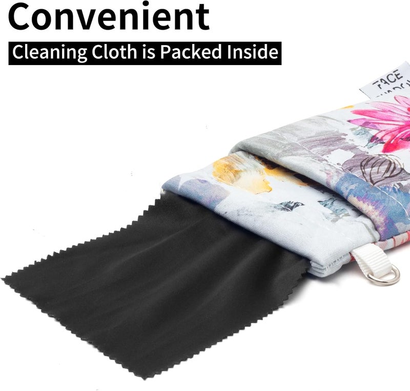Face Shadow Double Glasses Case Soft Eyeglass Case For Women Men Squeeze Top Sunglasses Case With Cleaning Cloth - Image 3