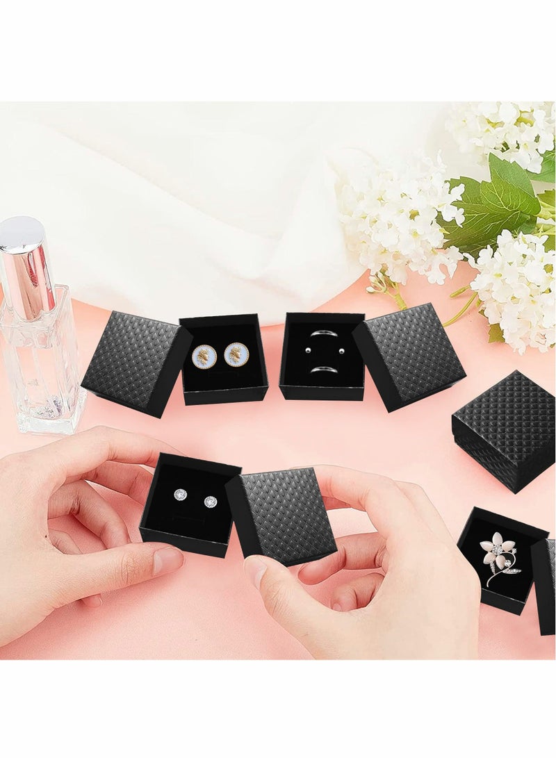20 عبوة صناديق مجوهرات صغيرة من الكرتون للفتيات والنساء بنمط الماس صناديق هدايا مجوهرات صغيرة لتغليف المجوهرات، مناسبات الذكرى، حفلات الزفاف، تغليف هدايا عيد الميلاد (5x5x3 سم، أسود) - Image 3