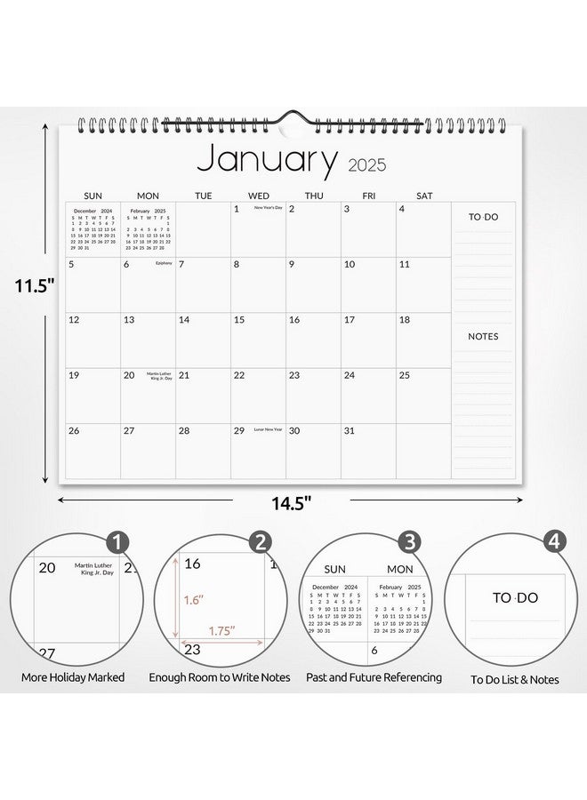 Skydue Wall Calendar 2024-2025, Jul 2024 To Dec 2025 18 Months 2025 Wall Calendar With Planner Stickers, 14.5" X 11", Black  - Image 3