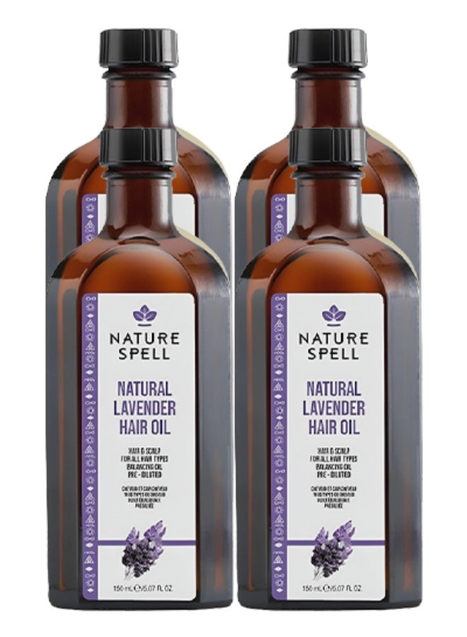 Nature Spell 4 Pieces Natural Lavender Hair Oil For All Hair Types 150ml - Image 1