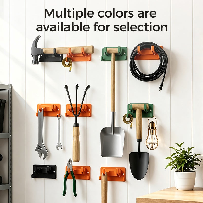 Multifunctional Wall Mounted Tool Hook Rack, No-Drill Garden Organizer, Multi-Color - Image 4
