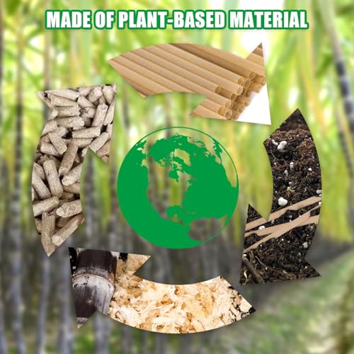 HANSGO Sugarcane Straws, 200PCS Drink Straws Disposable for Hot Cold Drinks, Coffee, Cocktail, Juice Home Favor, The Beach Party, Natural Brown - Image 3