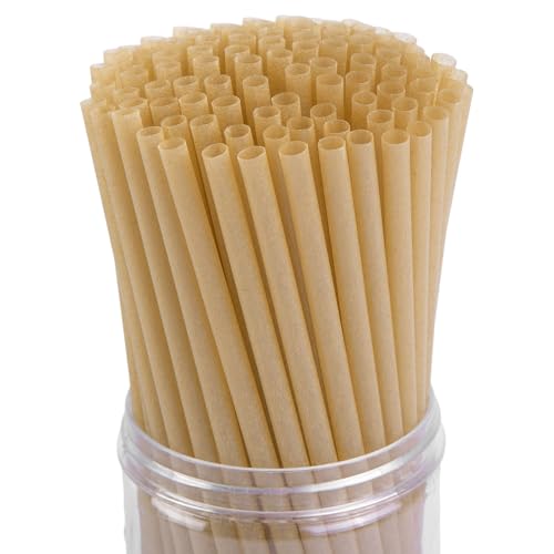 HANSGO Sugarcane Straws, 200PCS Drink Straws Disposable for Hot Cold Drinks, Coffee, Cocktail, Juice Home Favor, The Beach Party, Natural Brown - Image 1