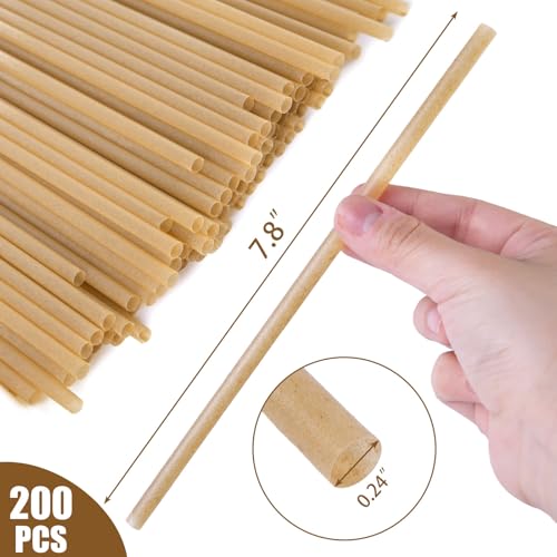 HANSGO Sugarcane Straws, 200PCS Drink Straws Disposable for Hot Cold Drinks, Coffee, Cocktail, Juice Home Favor, The Beach Party, Natural Brown - Image 2