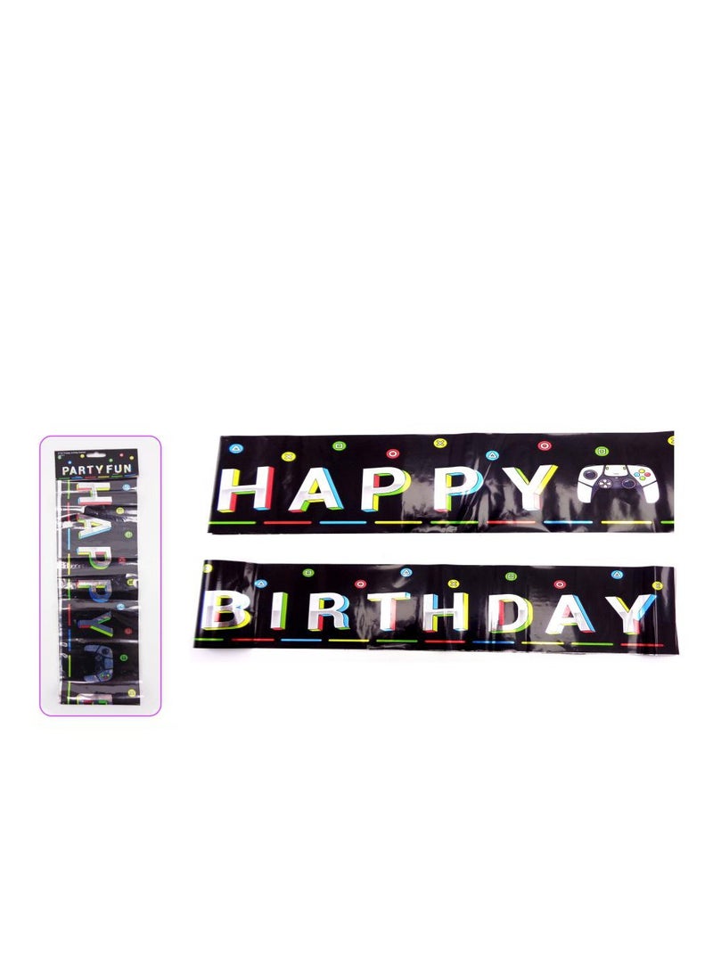PARTY FUN Foil Banner Happy Birthday 6ft, Shimmering Celebration Decoration  - Image 2