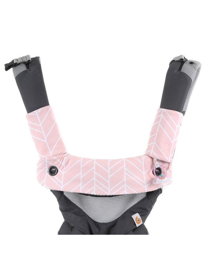 Mila Millie Premium Drool and Teething Reversible Cotton Pad | Fits Ergobaby Four Position 360 + Most Baby Carrier | Pink Herringbone Design | Hypoallergenic | Great Baby Girl Shower Gift by Mila Millie - Image 2