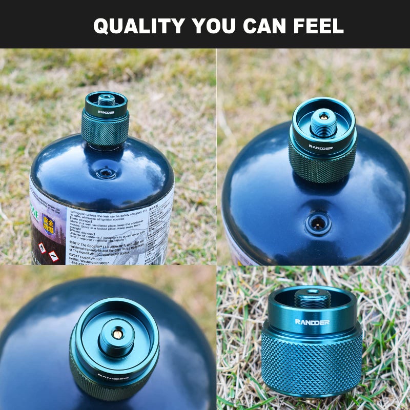 RANDDER Propane to Butane Adapter Camping Stove Adapter Gas Converter 16 oz Propane Tank Input EN417 Valve Output Camp Fuel Refill Adapter for Outdoor Backpack Hiking (Dark Green X 1 Pack) - Image 4