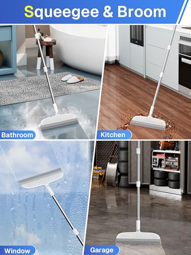 TidyTale Silicone Floor Squeegee, 180° Rotating Air Broom, Squeegee for Floor with a Long Handle, Magic Broom for Water and Pet Hair Removal on Bathroom Floors, Tile, Deck and Glass, Indoor Cleaning Tool - Image 4