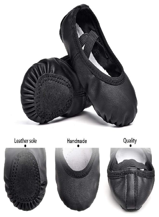 Stelle Stelle Ballet Shoes for Girls Toddler Ballet Slippers Soft Leather Boys Dance Shoes for Toddler/Little Kid/Big Kid (Black, 6MT) - Image 3