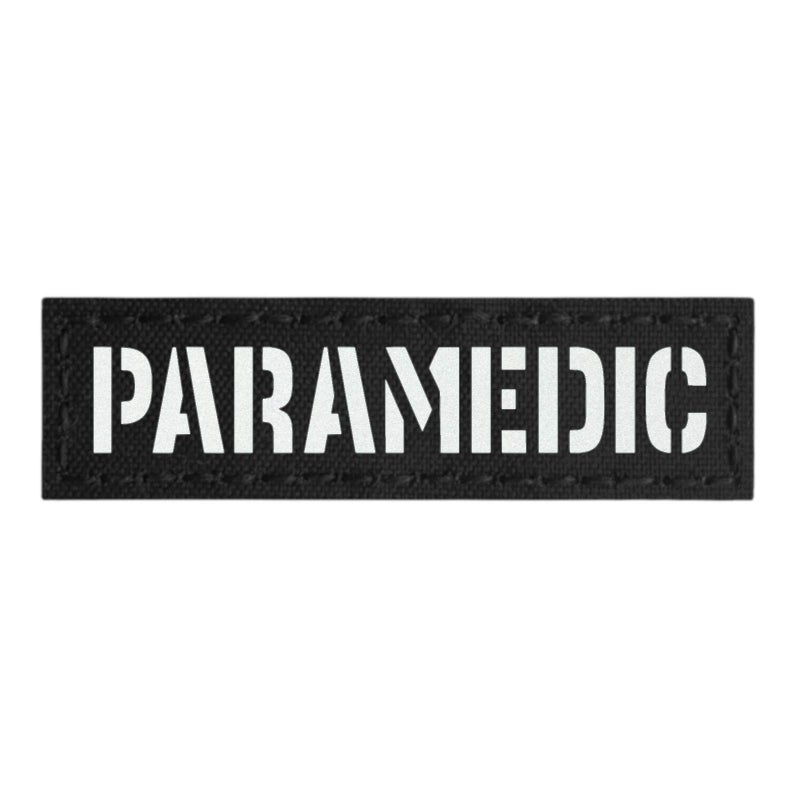 Reflective Paramedic 1x35 Name Tape EMS EMT Medic Tactical Touch Fastener Patch