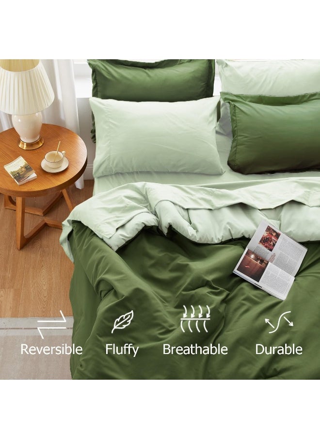 Generic Kozyhvn King Size Comforter Set 7 Pieces, Olive Green, Reversible Sage Green Bedding Set, Soft Bed in a Bag with Comforter, Sheets, Pillowcases & Shams, All Seasons Boho Bed Set  - Image 3