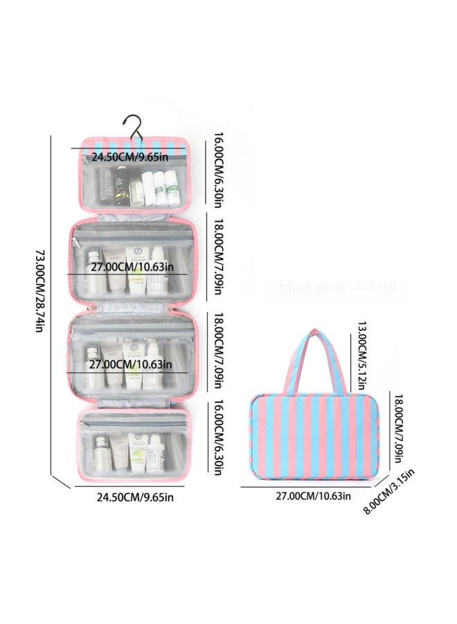 Four-fold striped storage bag, waterproof and moisture-proof cosmetic toiletry bag, portable toiletries organizer