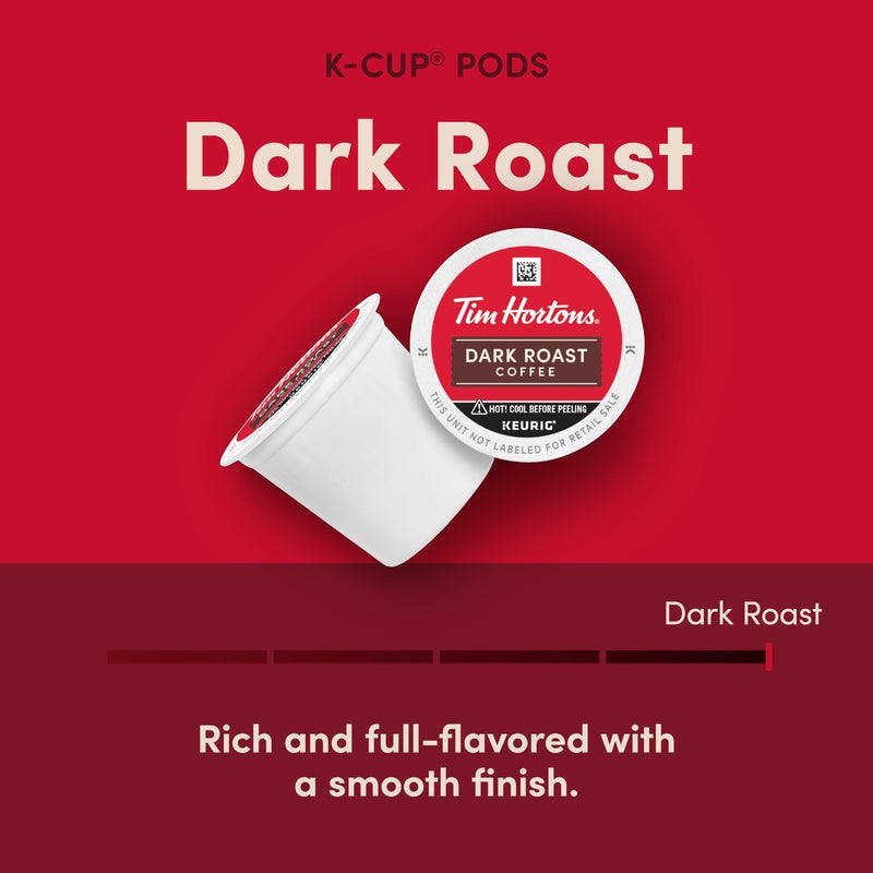 Tim Hortons Dark Roast Coffee, Single-Serve K-Cup Pods Compatible with Keurig Brewers, 72ct K-Cups,Red 12 Count (Pack of 6) - Image 2